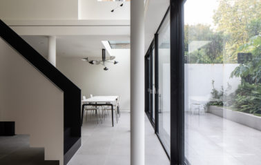 Inside view of aluminium floor to ceiling sliding doors