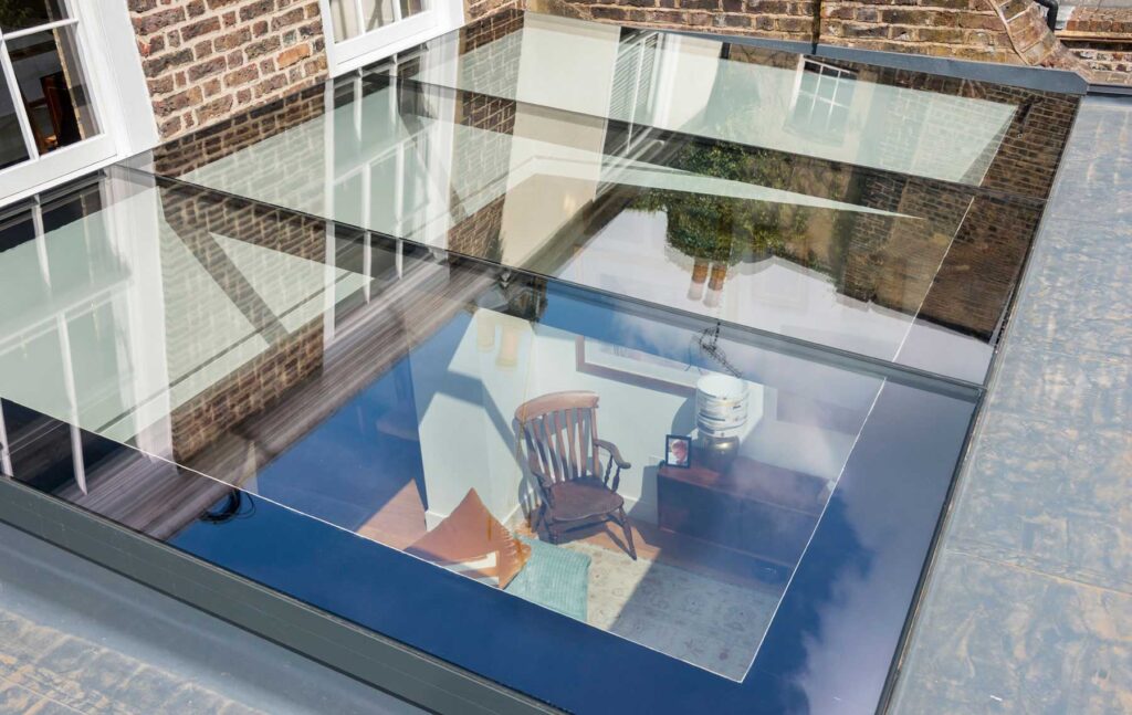 Fixed rooflights for glass extension in London