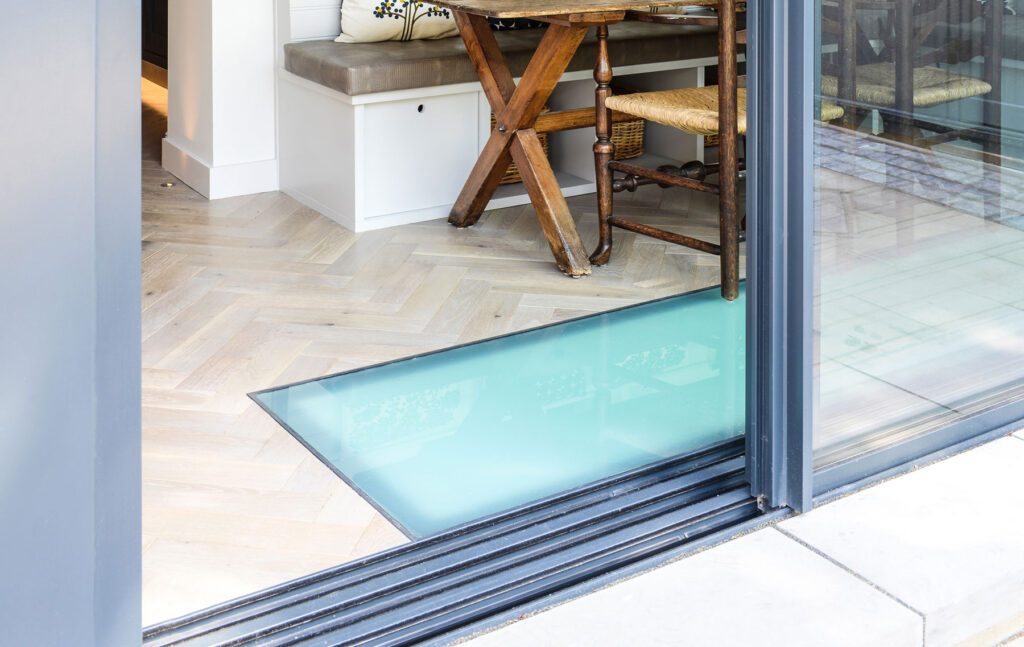 Sliding doors and walk on rooflight for garden extension Winchester