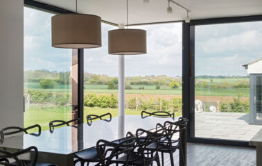 ODC300 aluminium sliding doors for wide views of Essex countryside