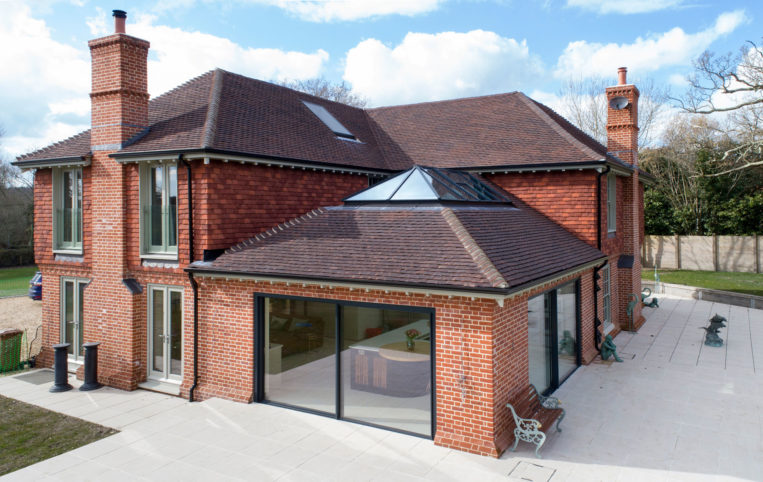 Slimline ODC SL800 Sliding System and roof lantern on stunning ODC new build in new forest