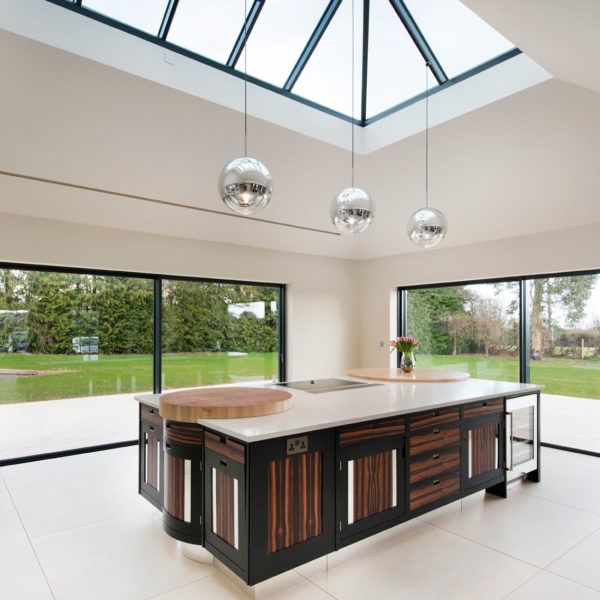 Slimline ODC SL800 Sliding System and roof lantern on stunning ODC new build in new forest