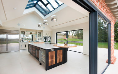 Slimline ODC SL800 Sliding System and roof lantern on stunning ODC new build in new forest