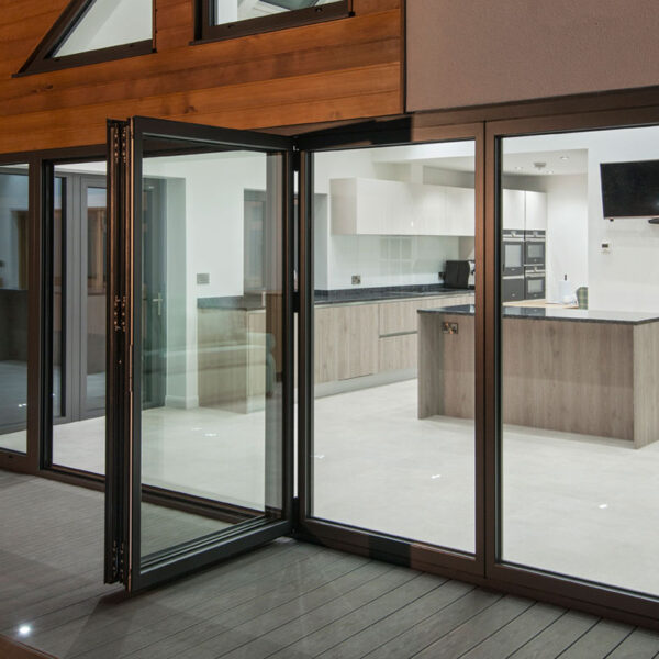 Bifolding Aluminium doors with rooflights and bespoke windows for bungalow extension in essex