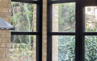 Close up of aluminium glazing bars - Crittall style