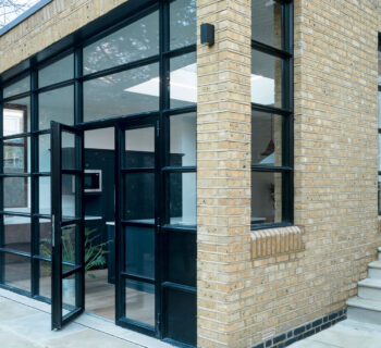 Customised black french doors for a period home