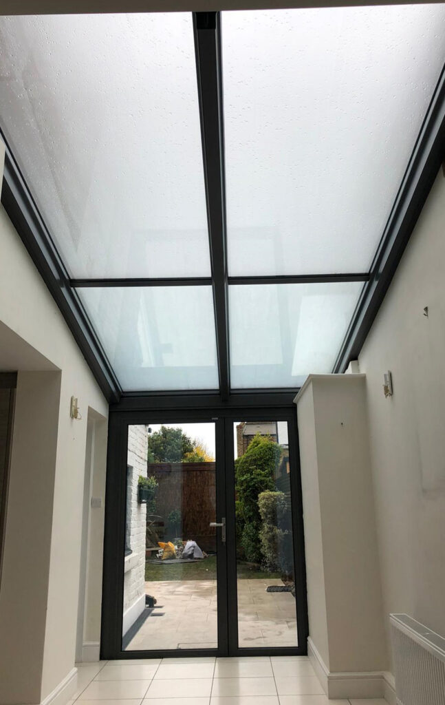 Glass roof for extension, lighting up a garage conversion 
