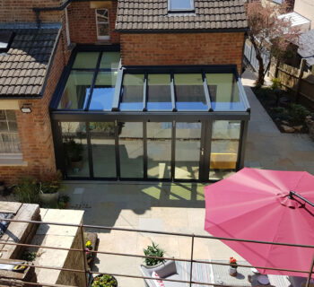 Drone view of 5-panel bifolds for period country home