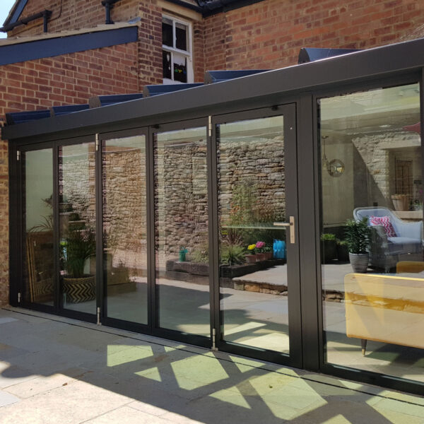 Front view of bifold door system