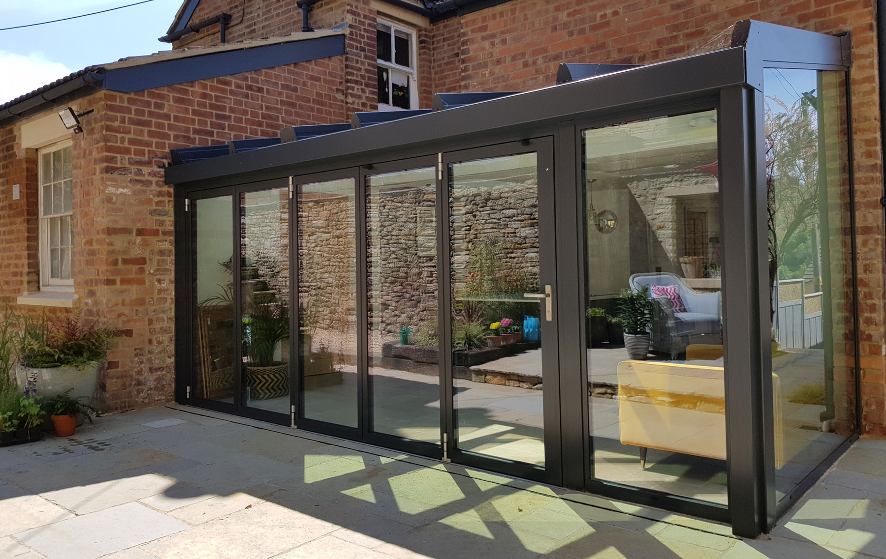 Front view of bifold door system