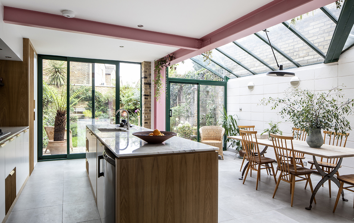 Sliding doors for glass extension to London terrace