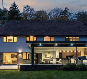 Garden extension with sliding doors and casement windows as seen from the garden