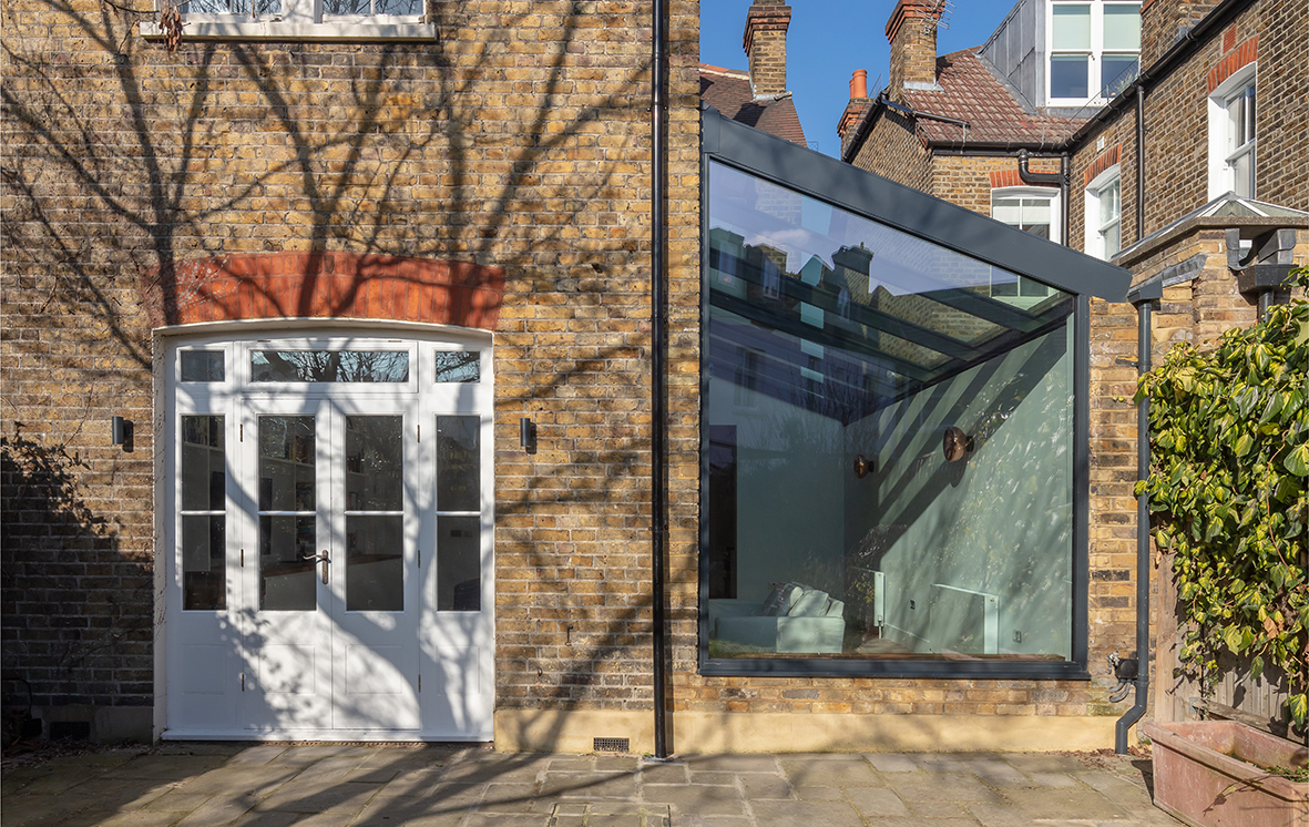 Glass roof and fixed window for London home side extension