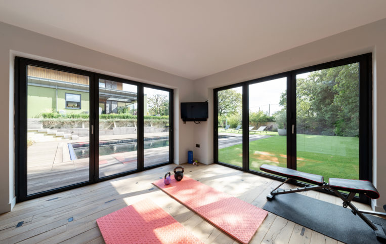 Bifold doors for home gym