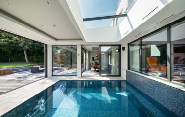 Rooflight and Sliding glass walls for pool room