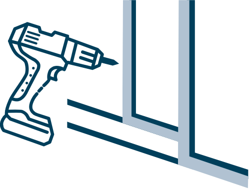 icon showing inline sliding door mechanism and tracks